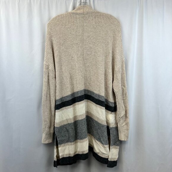 Loft Womens Open Front Knit Sweater Beige/Multi Vented Sides Pockets Size XL - Picture 6 of 8